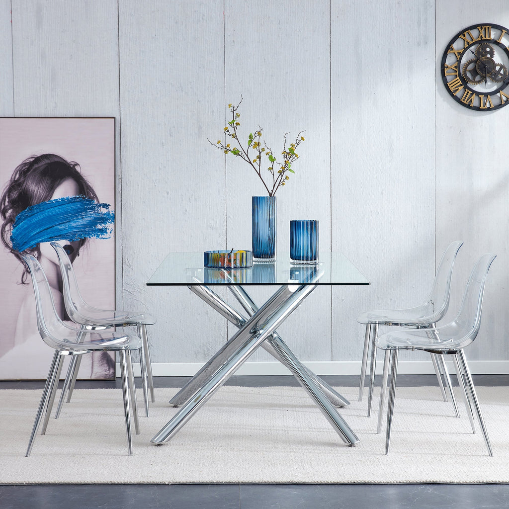 Transparent Dining Chairs, 6 pc Set