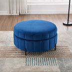 Upholstered Round Ottoman With Reversible Lid