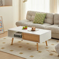 Rattan Coffee table with sliding door storage