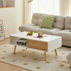 Rattan Coffee table with sliding door storage