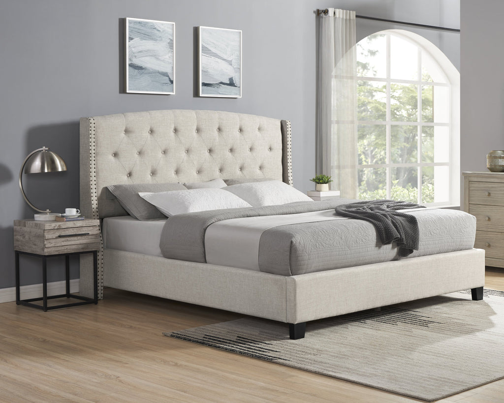 Astral 3-Piece Tufted Wingback Upholstered Bedroom Set with two Nightstands