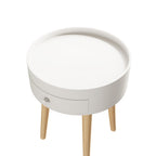Nightingale 18"H Table with Drawer & Oak Legs, White