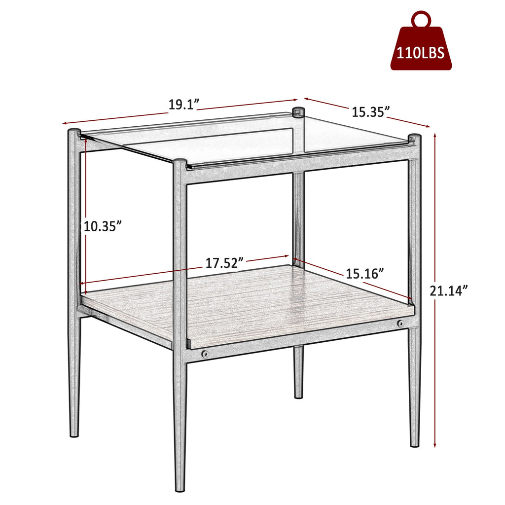 End Table Gray Glass, set of 2