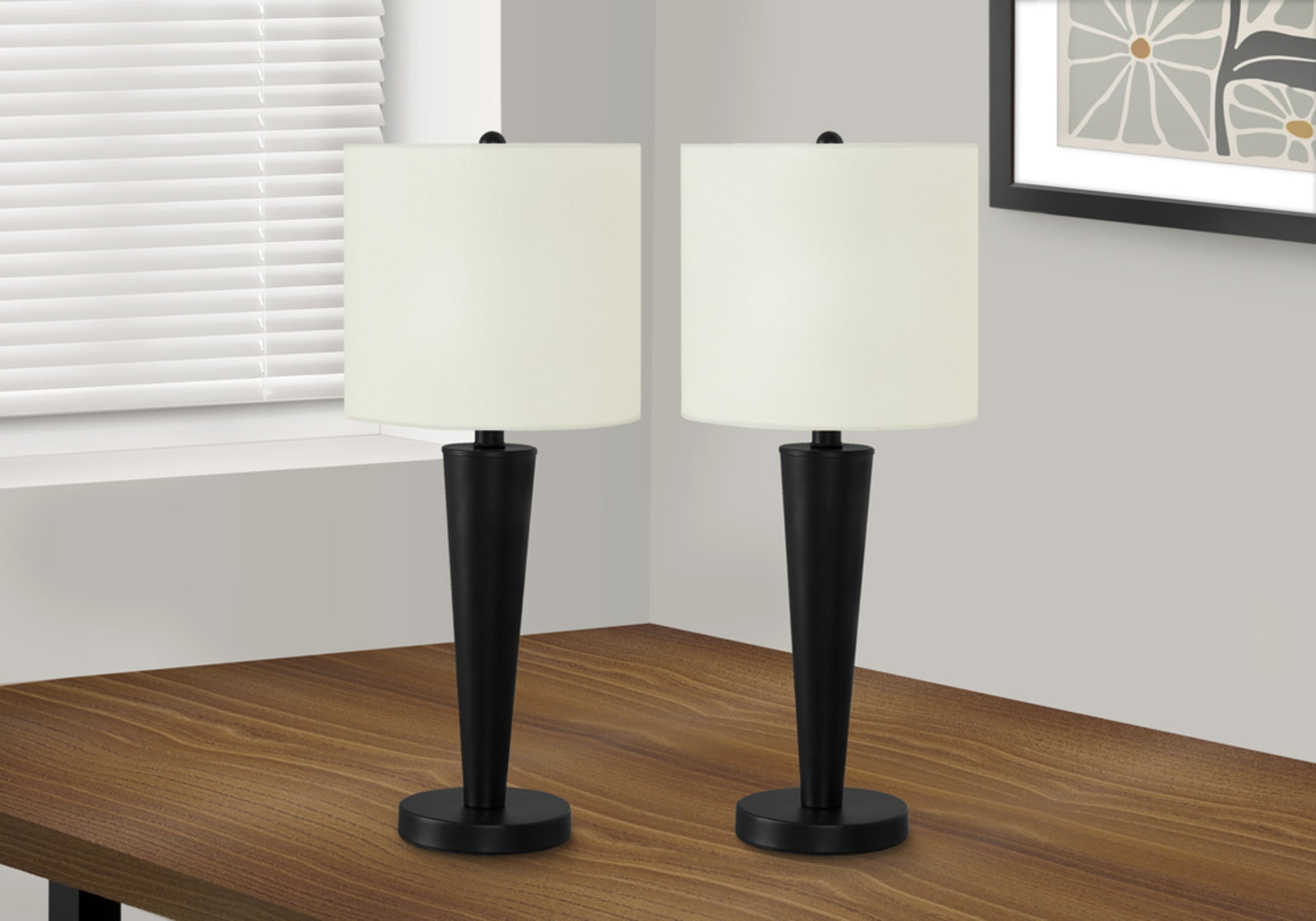 Table Lamp in Black Metal with USB port, set of 2
