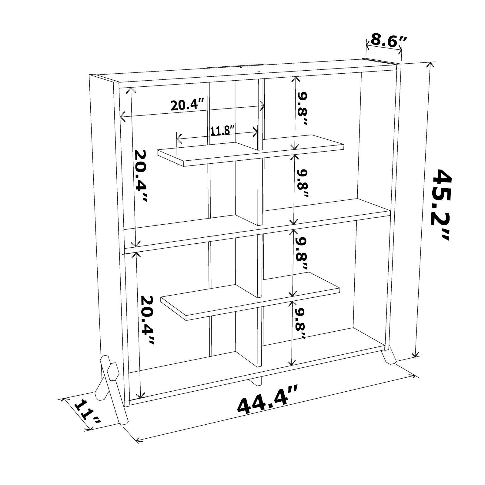 Kipp Bookcase with Open Back and Shelving