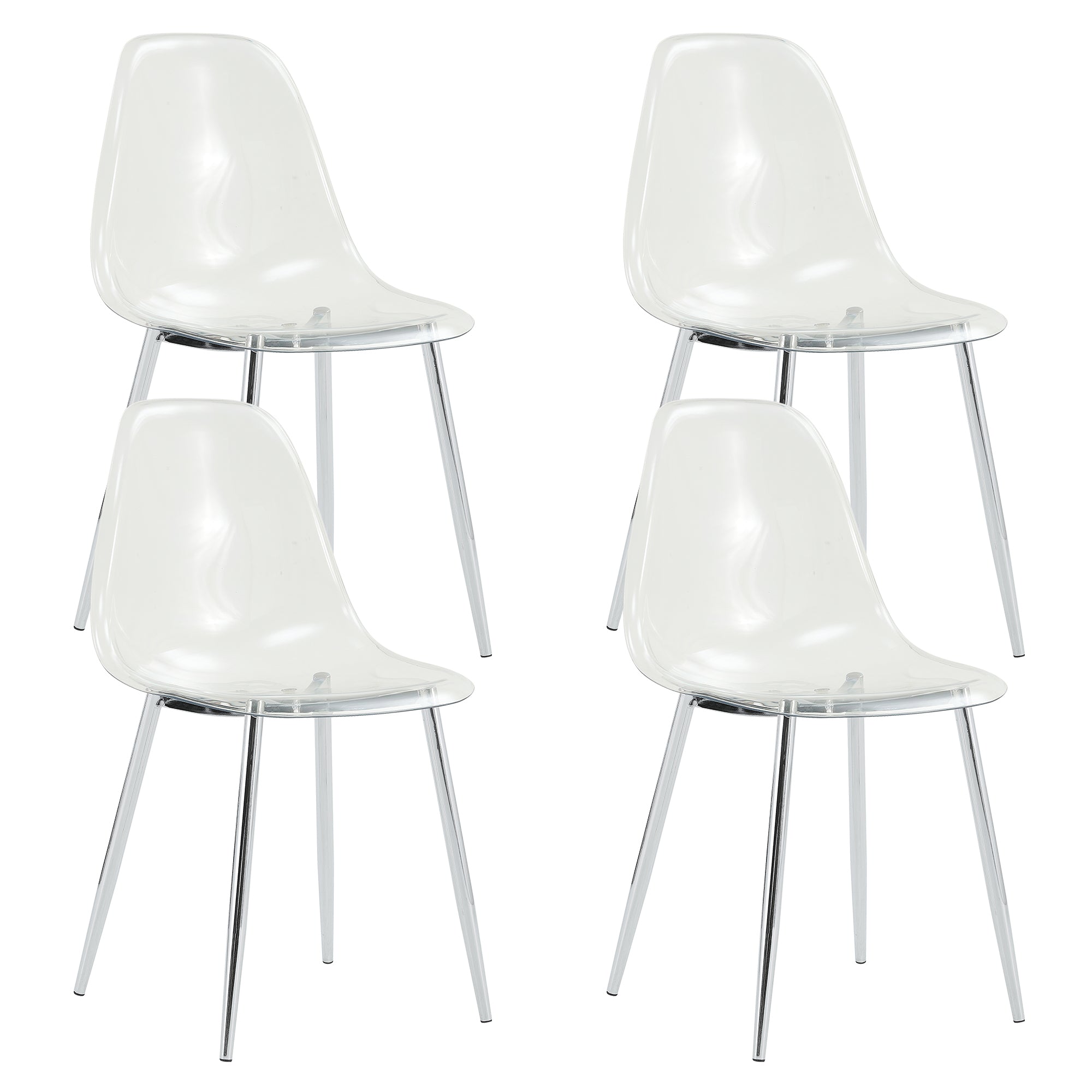 Transparent Dining Chairs, 6 pc Set