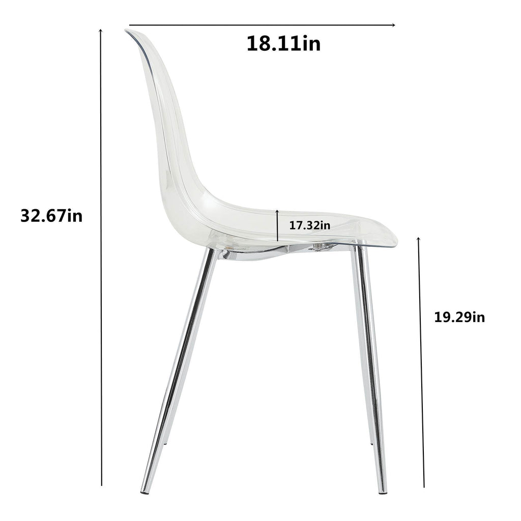 Transparent Dining Chairs, 6 pc Set