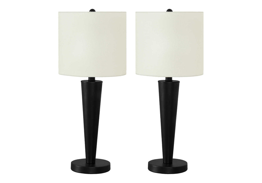 Table Lamp in Black Metal with USB port, set of 2