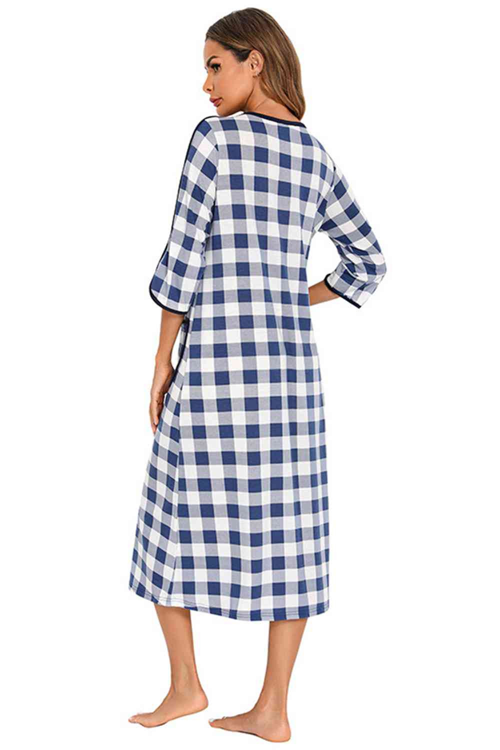 Pajama Dress with Round Neck