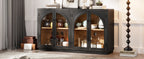 4-Door Storage Sideboard Buffet Cabinet with Arched Glass Doors