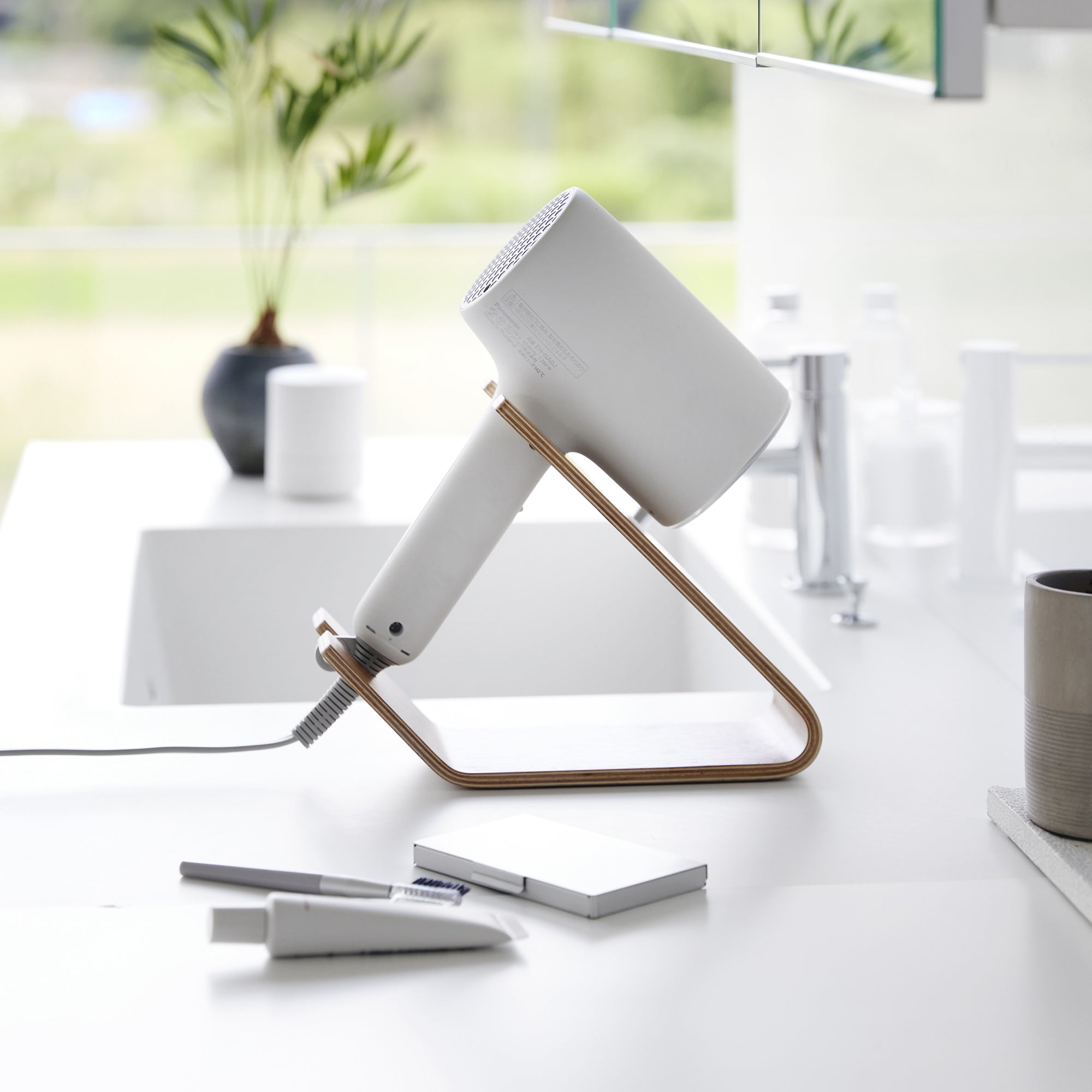 Hair Dryer and Flatiron Stand by Yamazaki Home