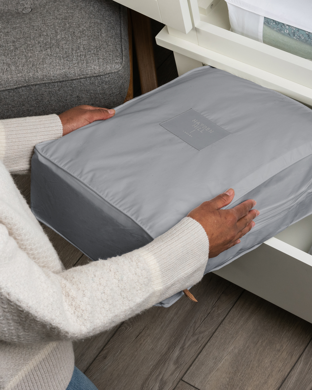 Extra Large Organic Cotton Storage Bag in Gray