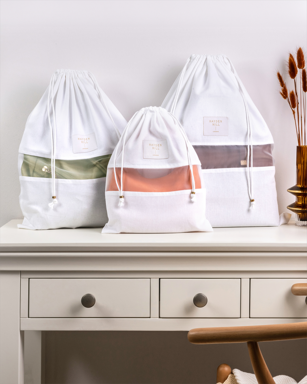 Organic Cotton Dust Bags by Hayden Hill, set of 3