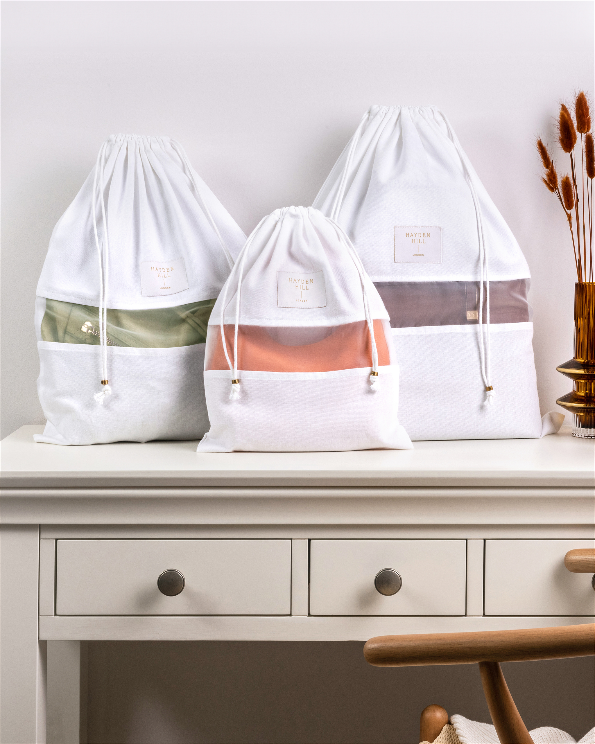 Organic Cotton Dust Bags by Hayden Hill, set of 3