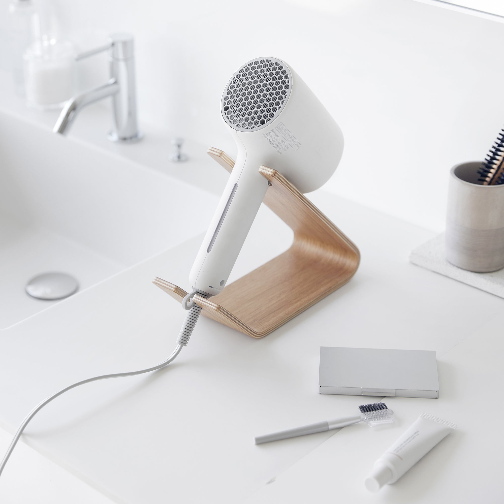 Hair Dryer and Flatiron Stand by Yamazaki Home