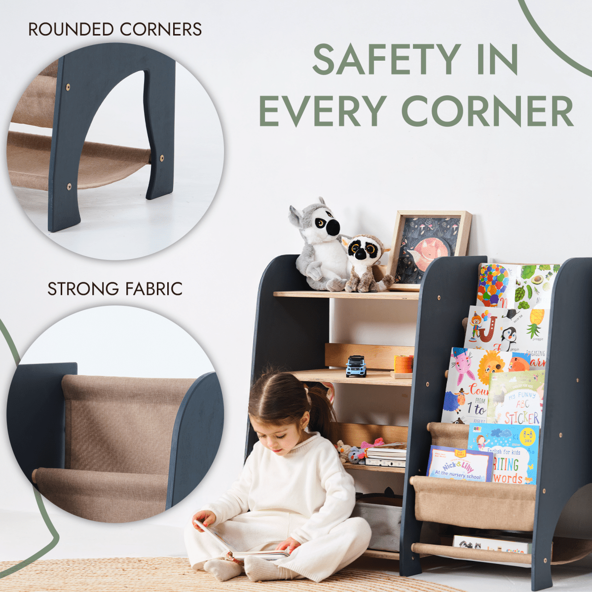 Wooden Montessori Bookshelf & Toy Shelving