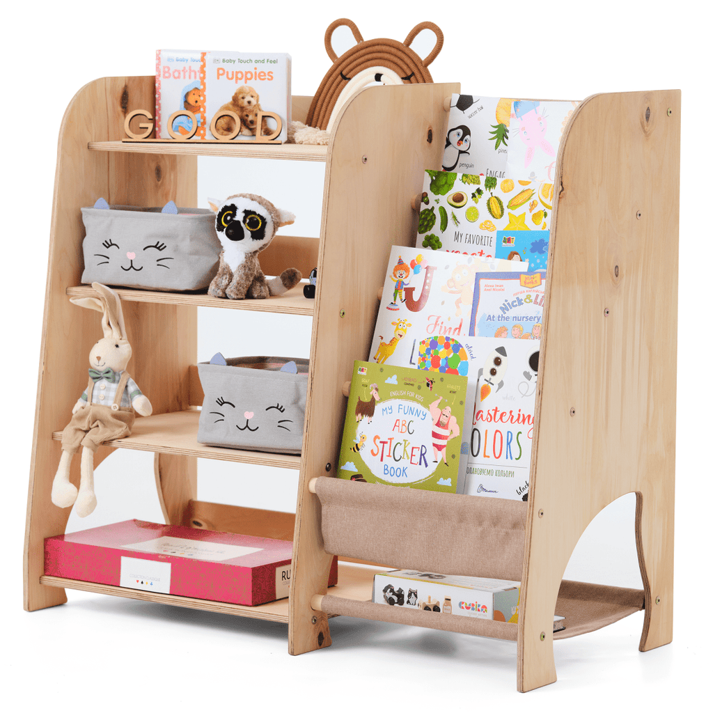 Wooden Montessori Bookshelf & Toy Shelving