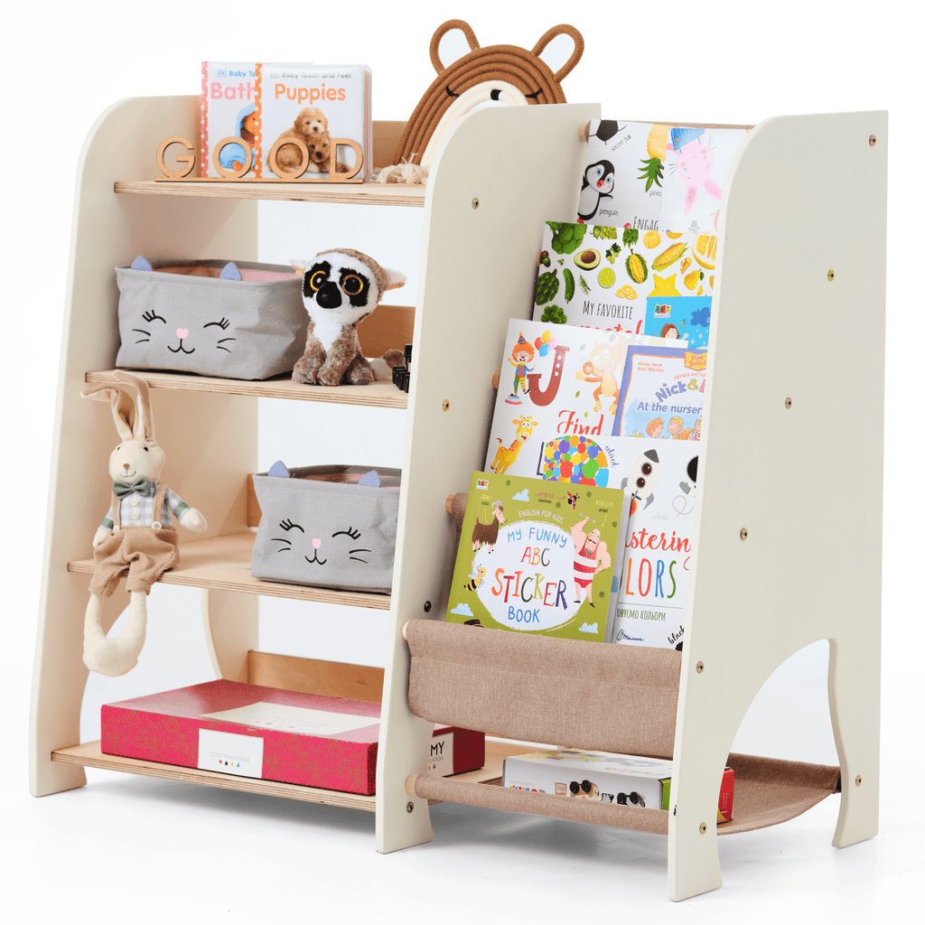 Wooden Montessori Bookshelf & Toy Shelving
