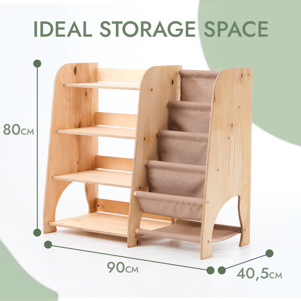 Wooden Montessori Bookshelf & Toy Shelving