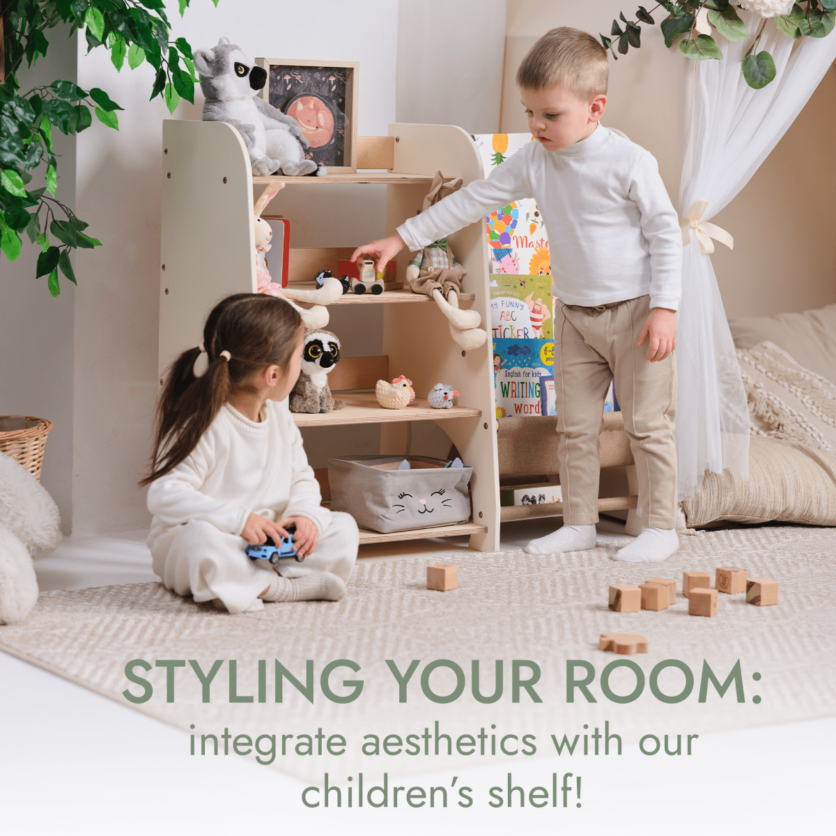 Wooden Montessori Bookshelf & Toy Shelving