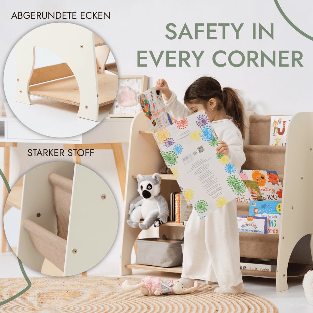 Wooden Montessori Bookshelf & Toy Shelving