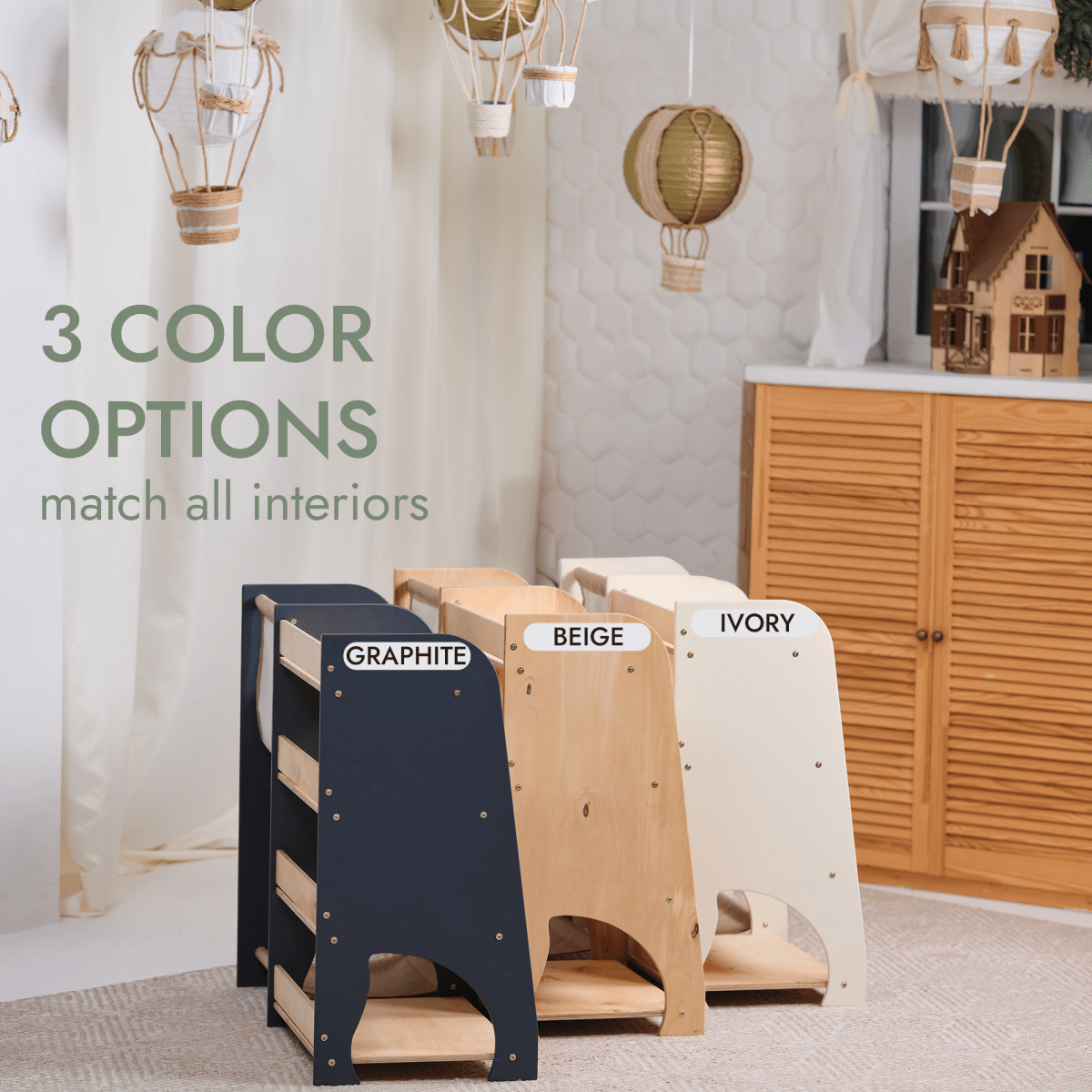 Wooden Montessori Bookshelf & Toy Shelving