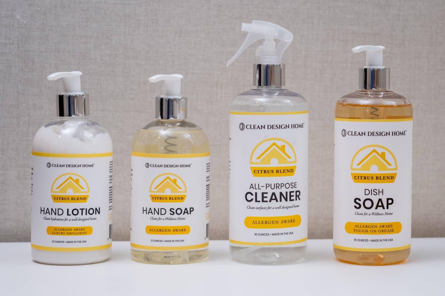 clean design home cleaner, soaps, lotion